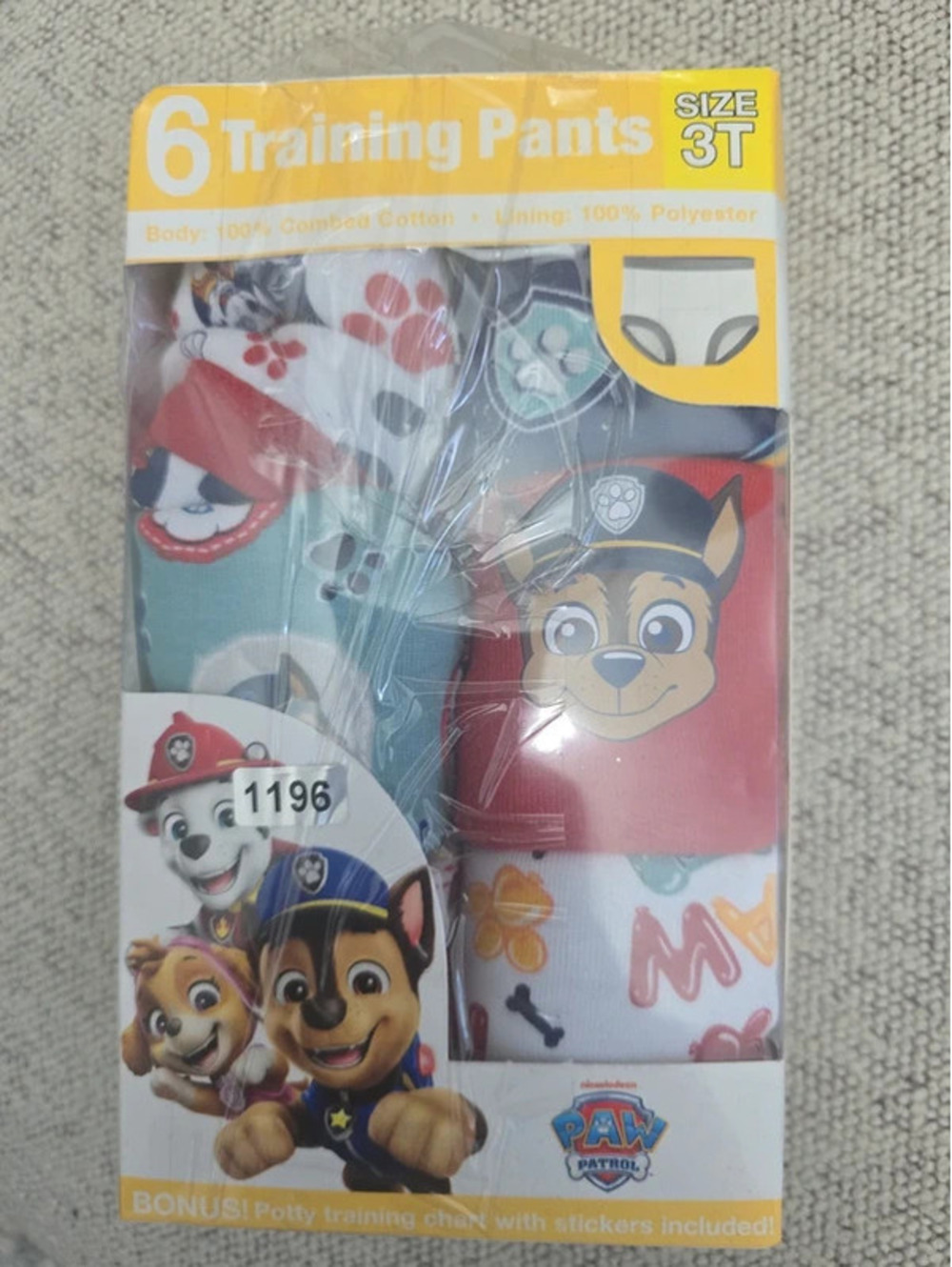 3t brand new paw patrol training pants item 1196 bin 22